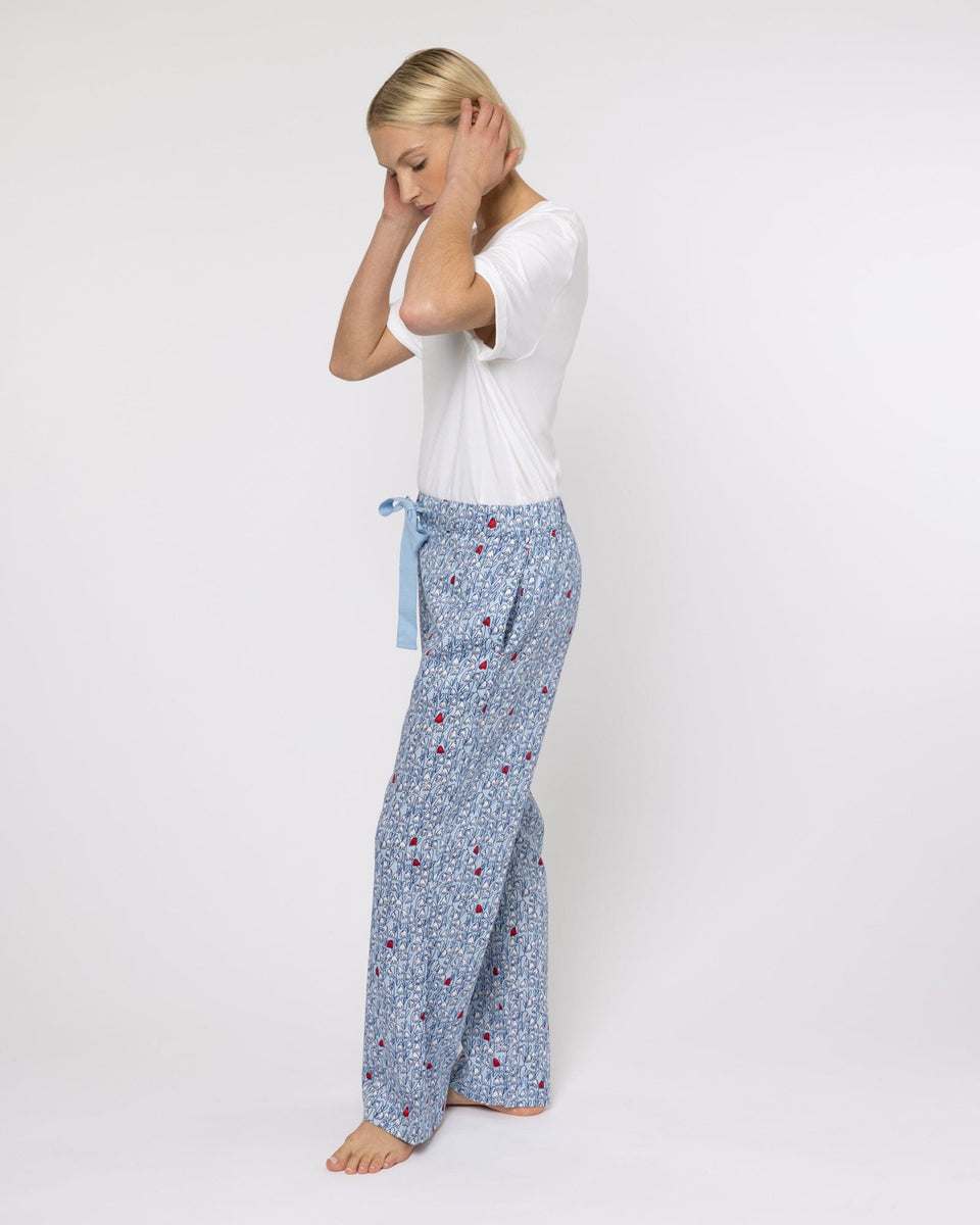 Luxury soft organic cotton pyjama bottoms, blue floral print – Yawn