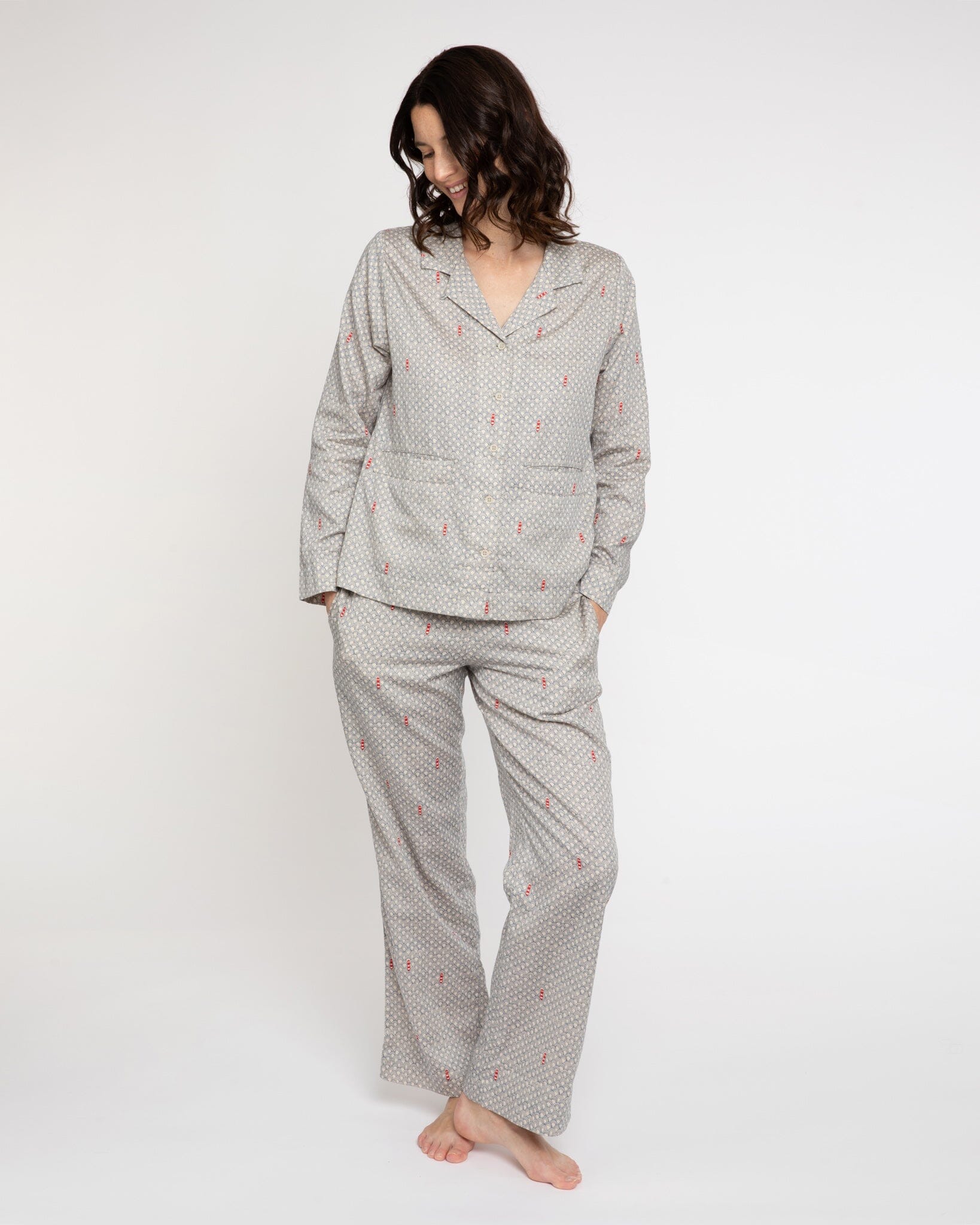 Port in a Storm organic cotton pyjama set grey PJ Sets Yawn 