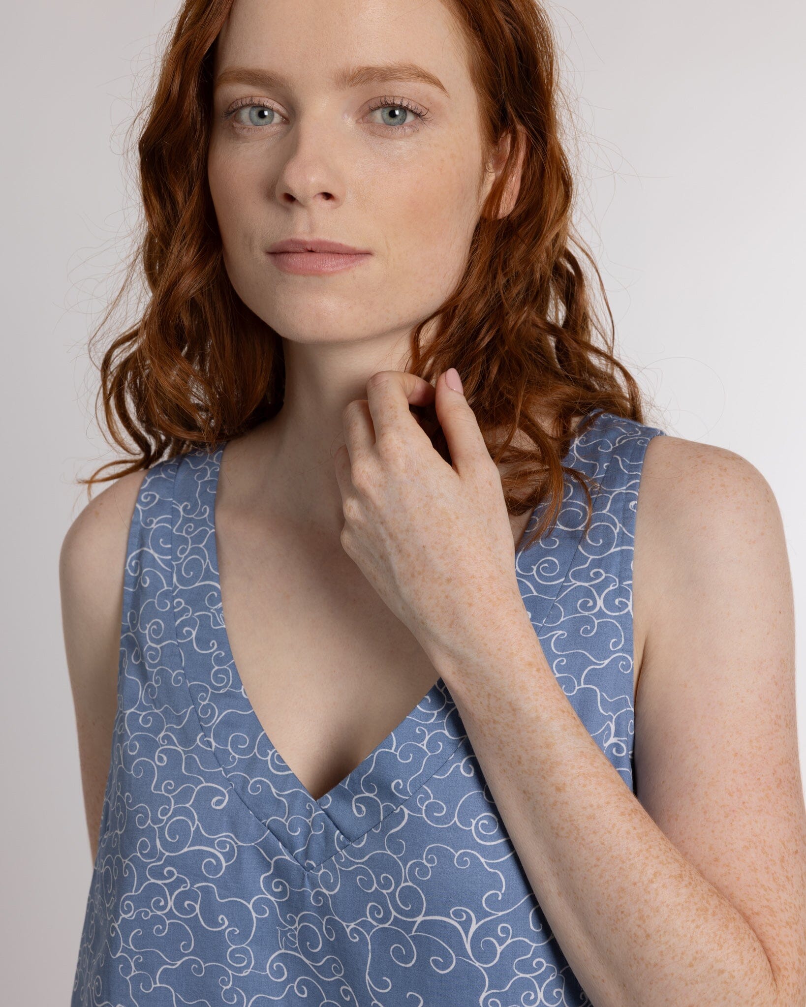 Organic Cotton Blue Nightdress, Sky Ramble Nightdress Yawn 