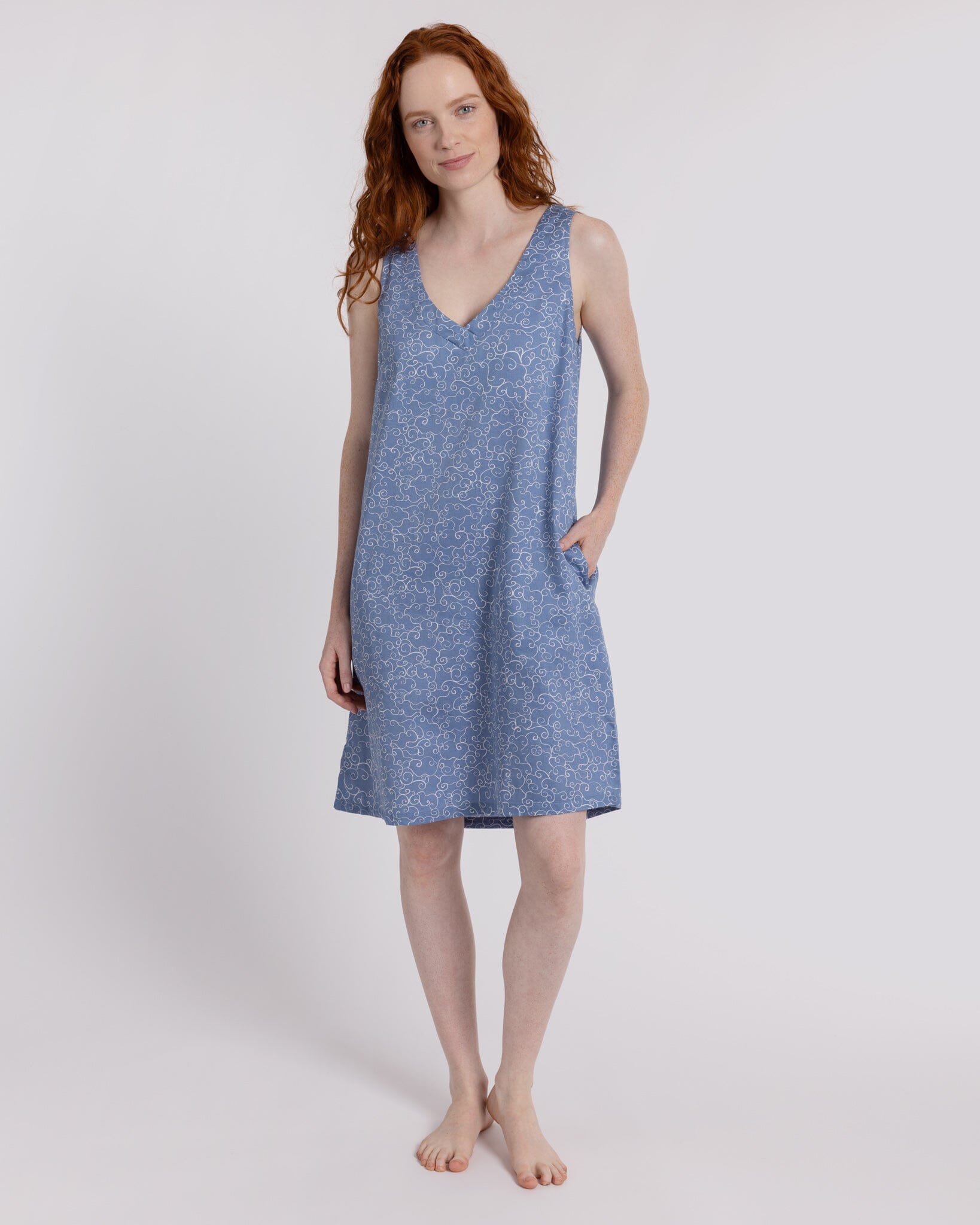 Luxury soft organic cotton women's nightdress | blue print Yawn Luxury soft organic cotton women's nightdress | blue print Yawn