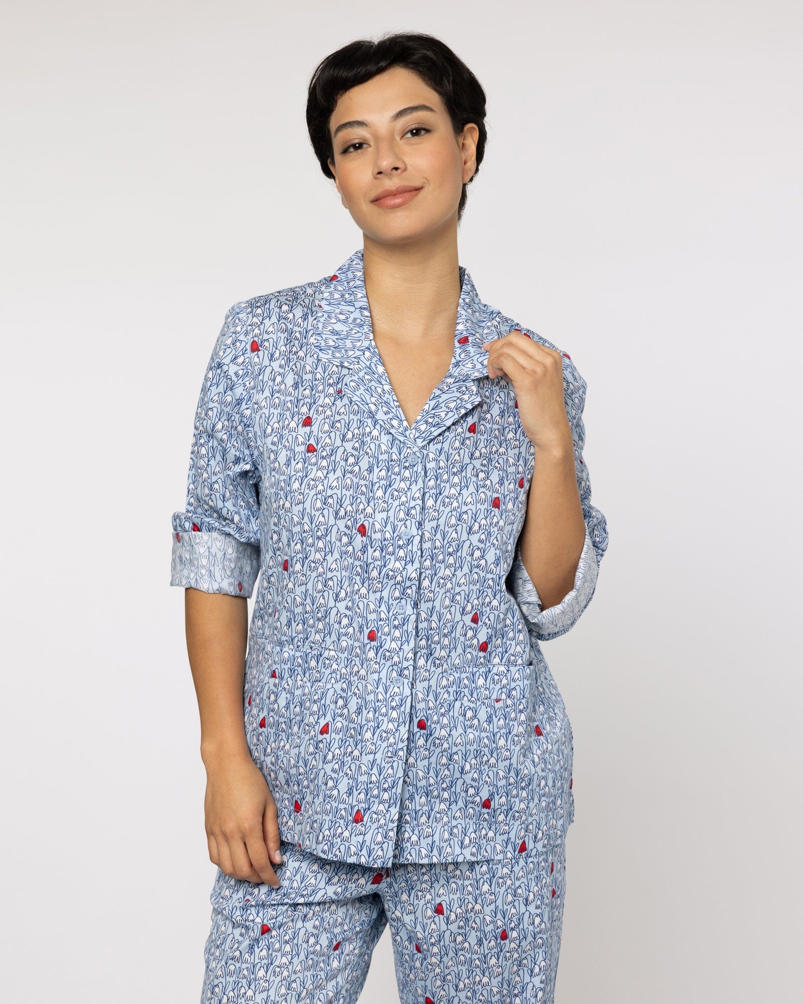 Luxury soft organic cotton women's pyjamas blue print – Yawn