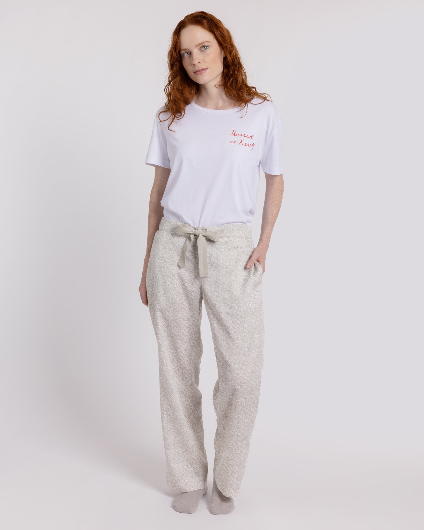 Organic Cotton Cream Pyjama Bottoms, Ms Greenhouse PJ Bottoms Yawn 