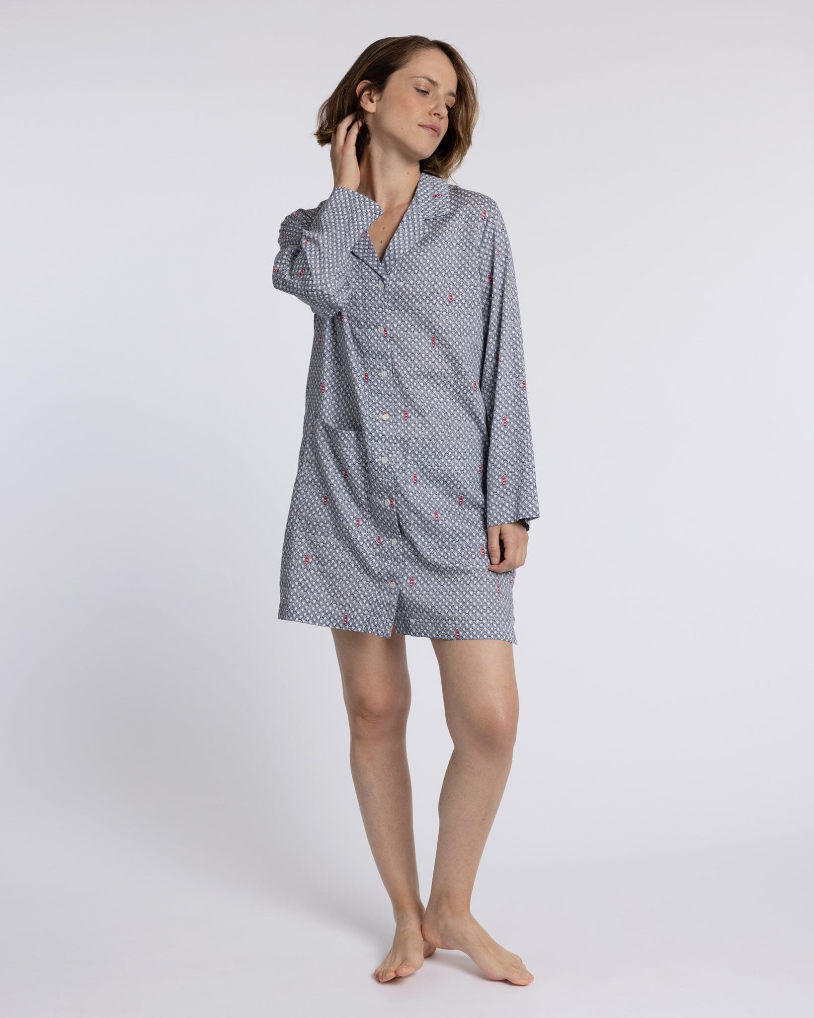 Organic Cotton Grey Nightshirt, Port in a Storm Nightshirt Yawn 