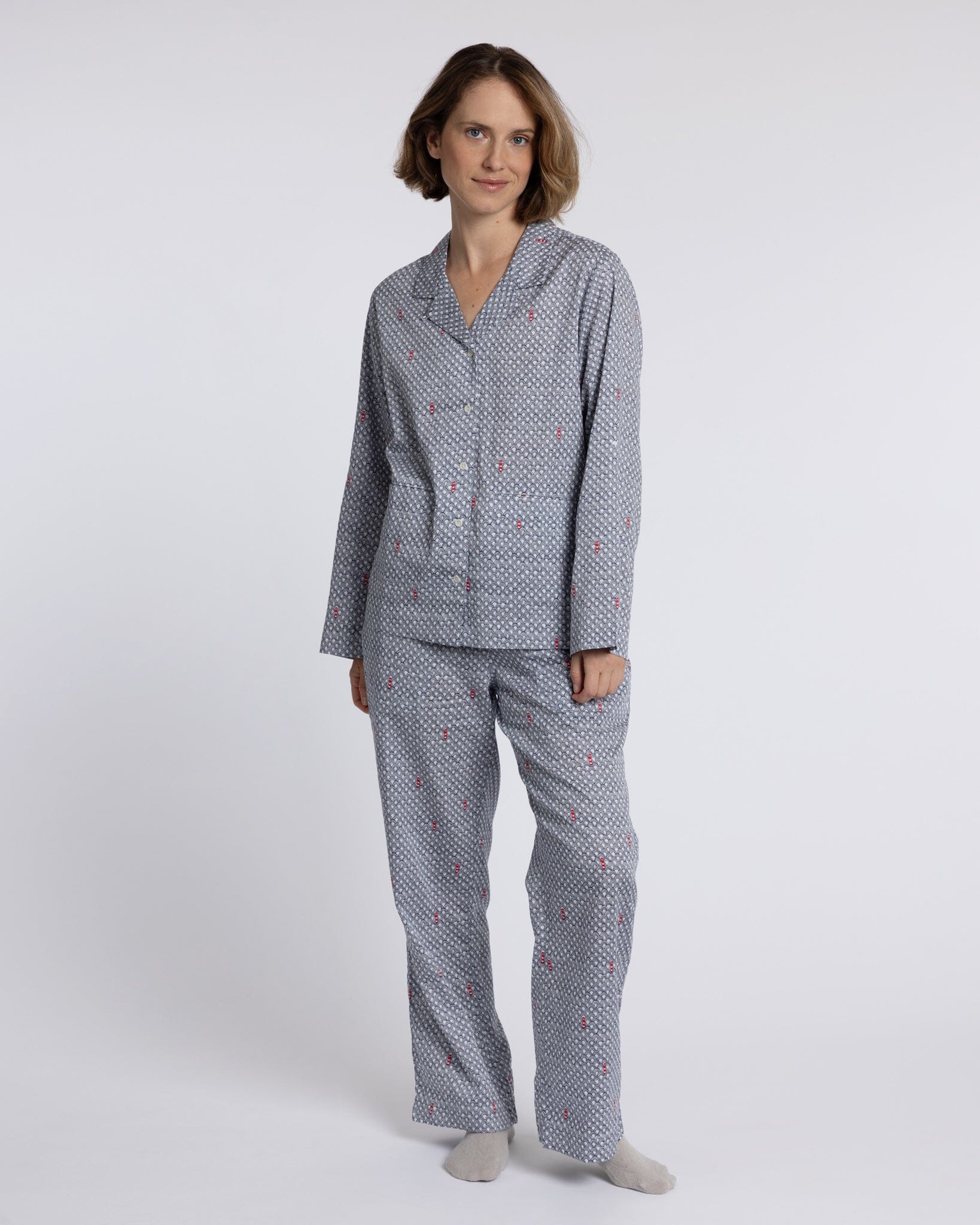 Organic Cotton Grey Pyjama Set, Port in a Storm PJ Set Yawn 