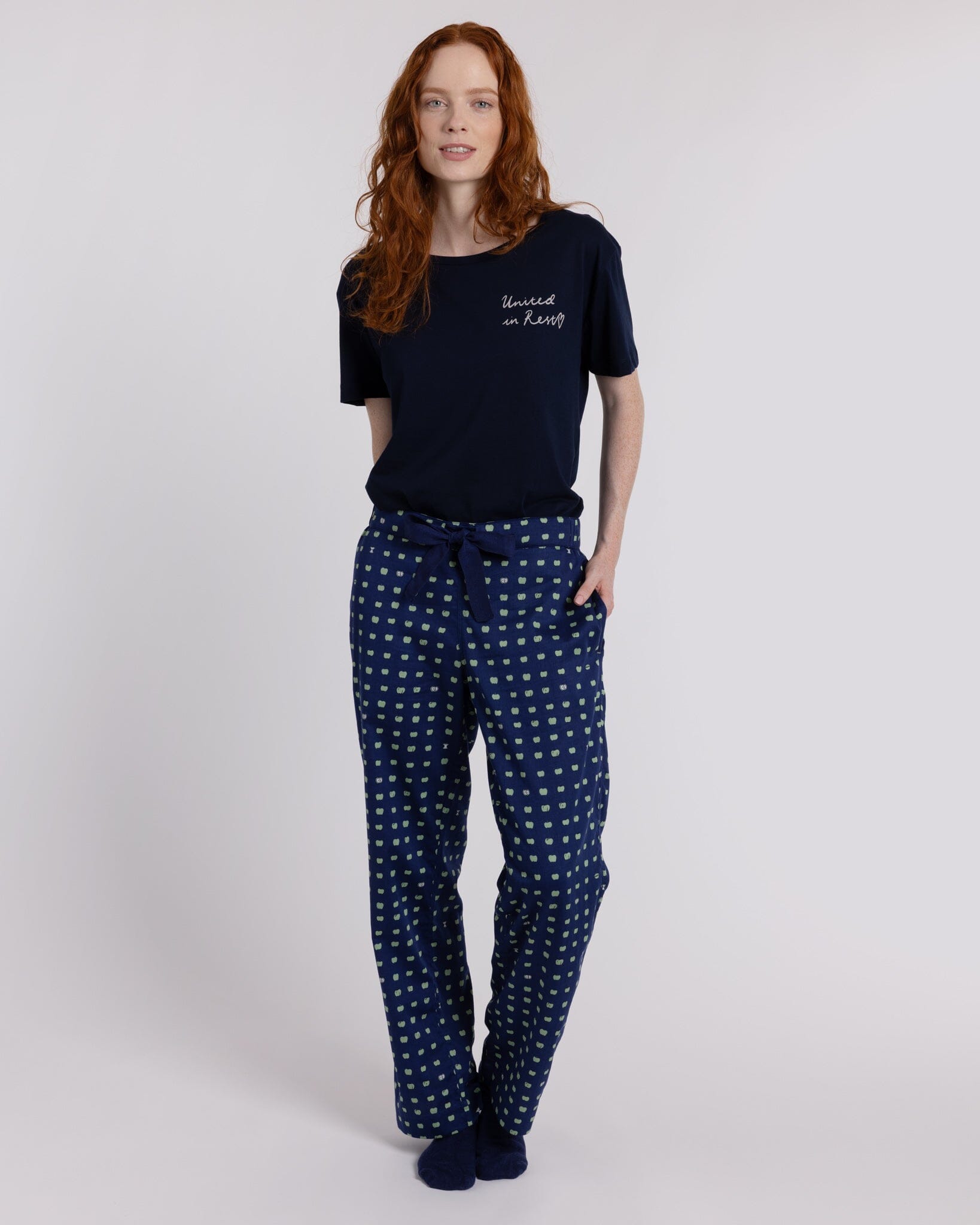 Organic Cotton Navy Pyjama Bottoms, Pipped PJ Bottoms Yawn 