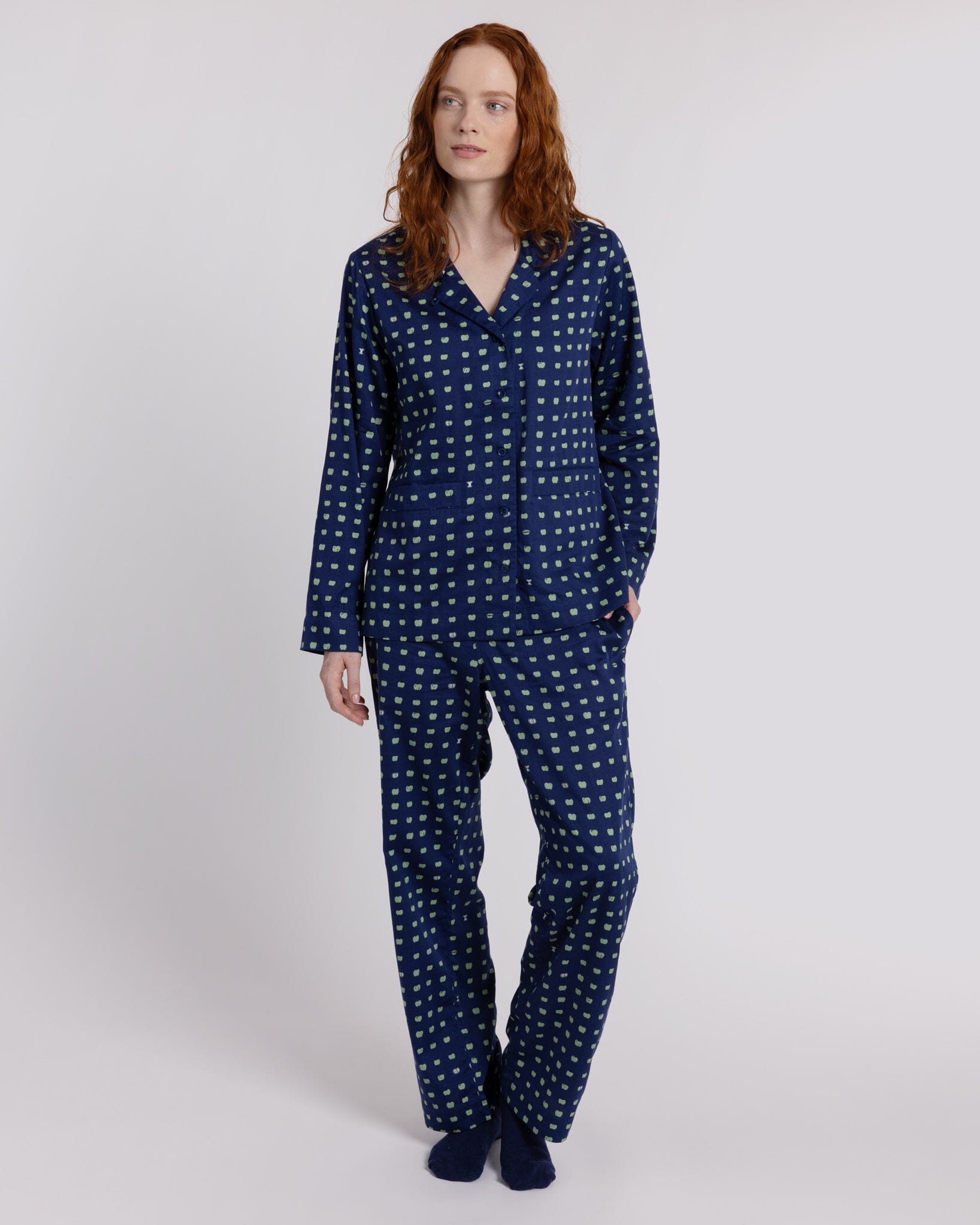Organic Cotton Navy Pyjama Set, Pipped PJ Set Yawn 