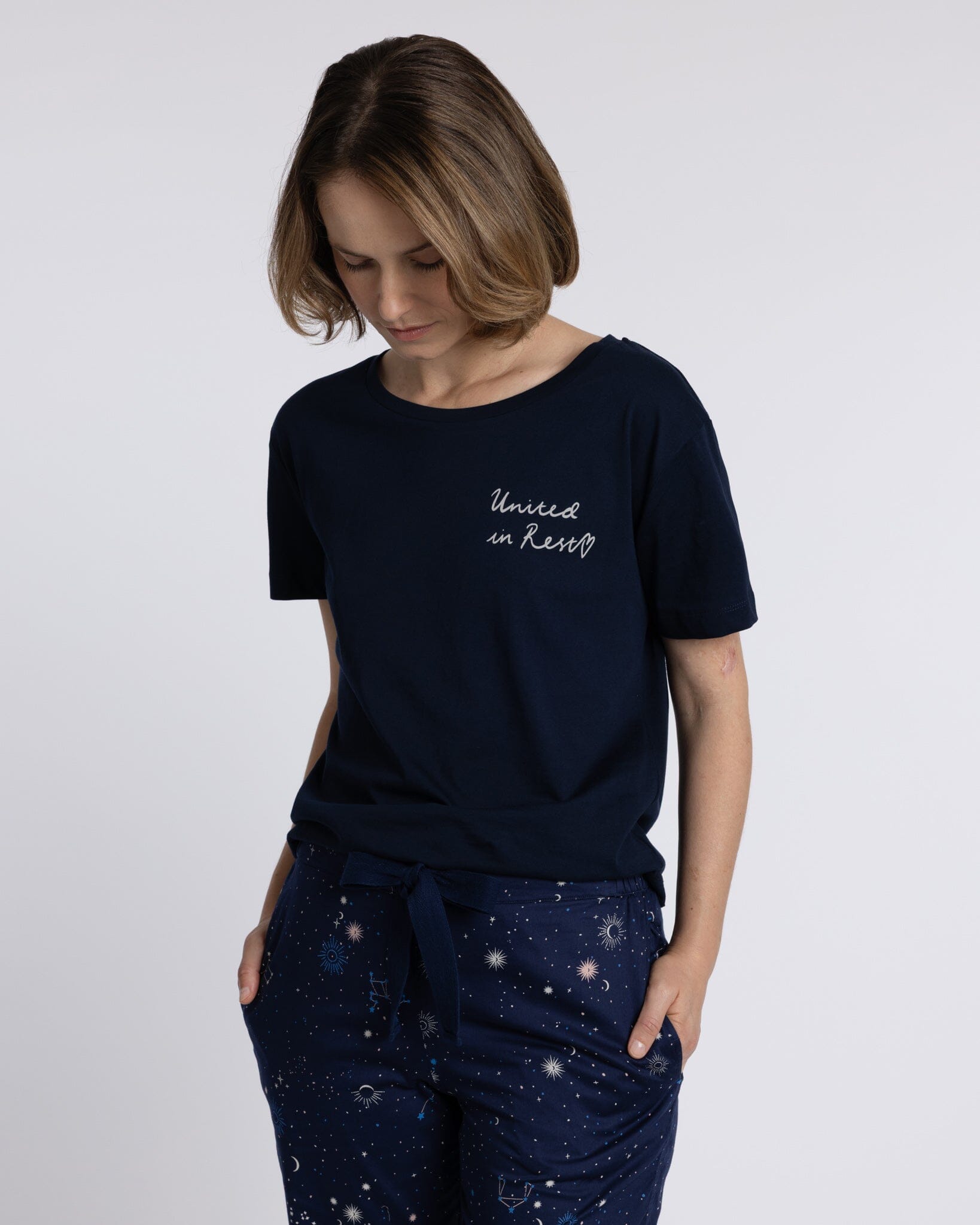Organic Cotton Navy T Shirt, United in Rest Jersey Tops Yawn 