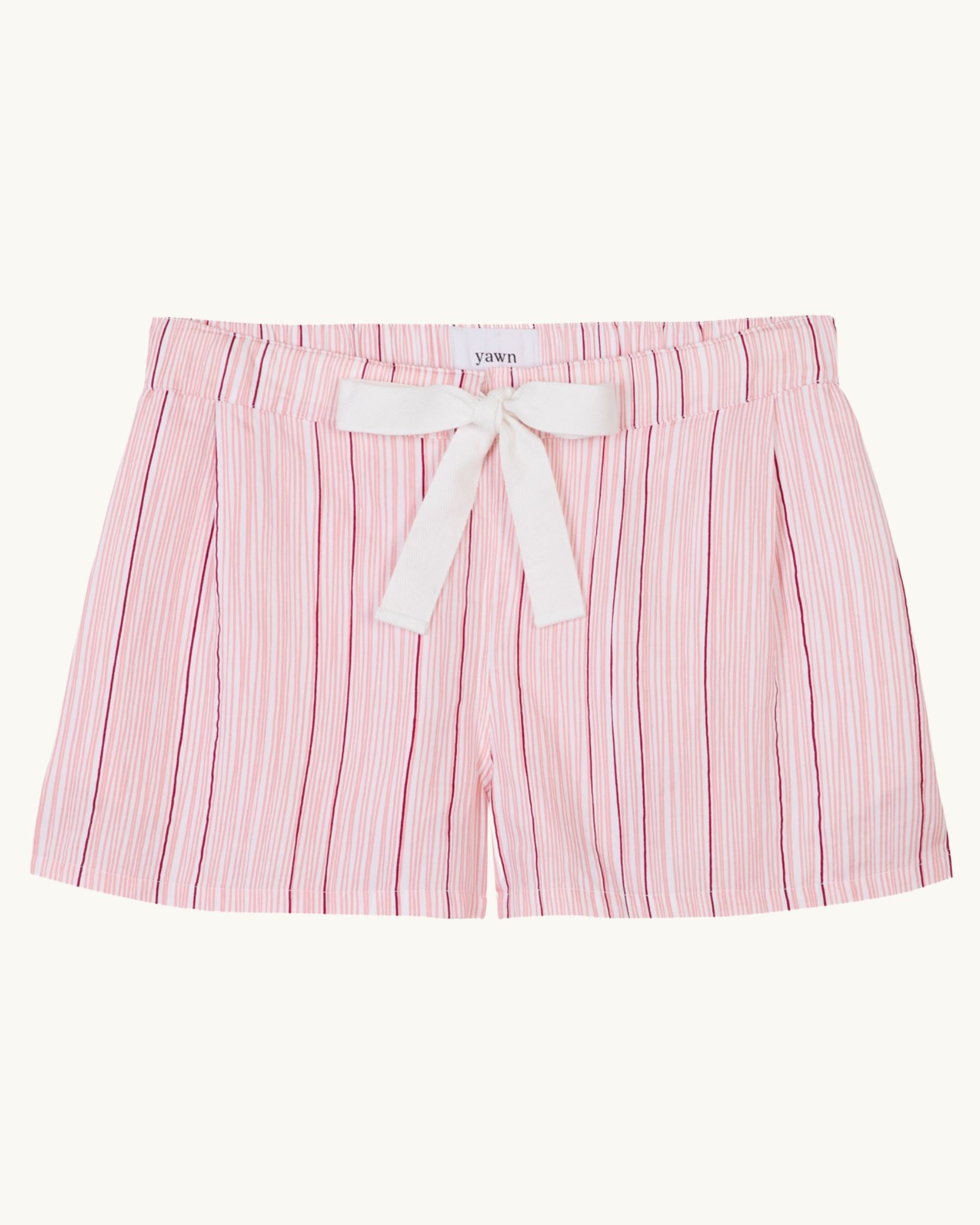 Organic cotton pink pyjama shorts in Pencil Stripe Yawn