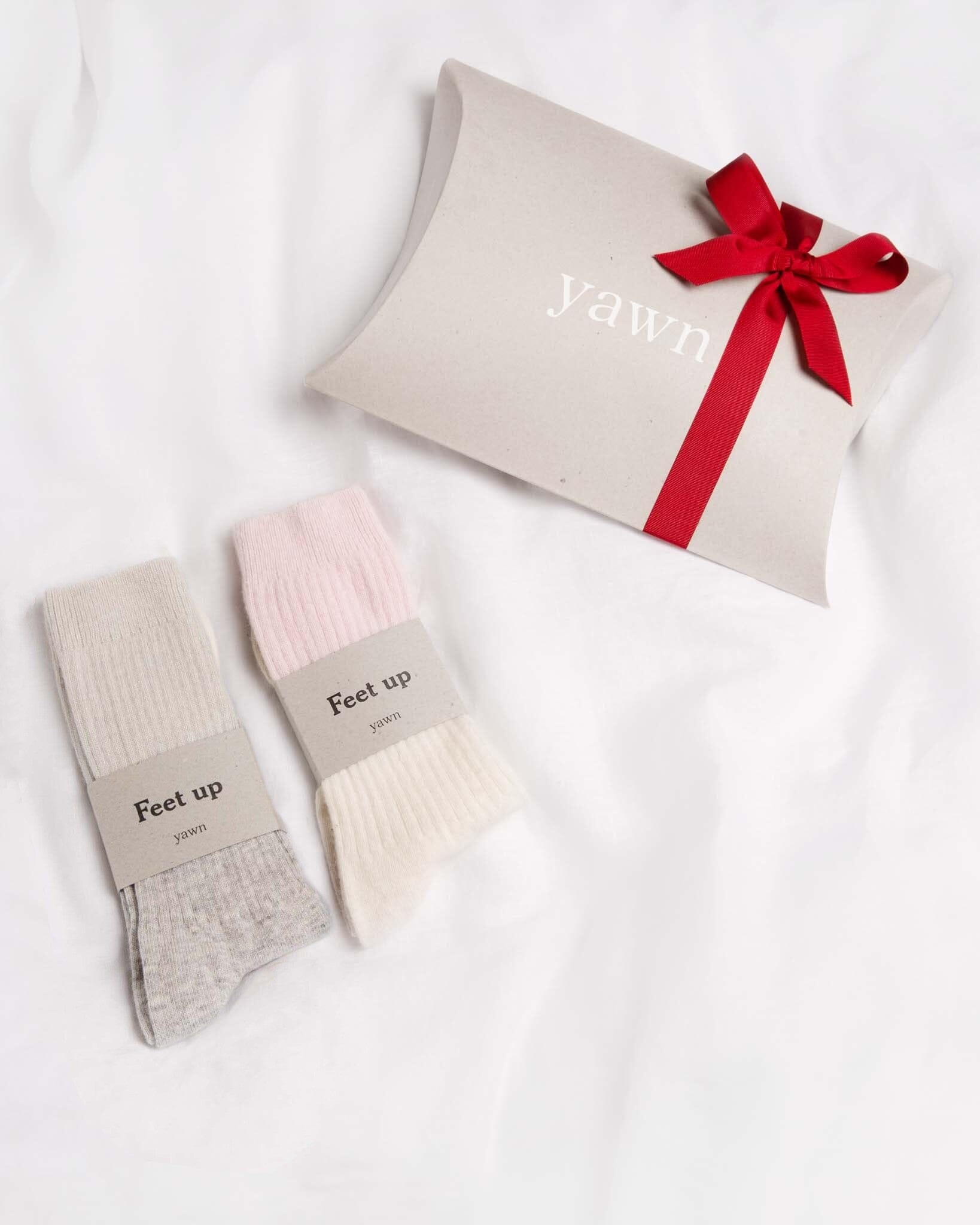 Cosy Bed Socks Gift Set | Grey & Pink Socks Gift set Yawn 