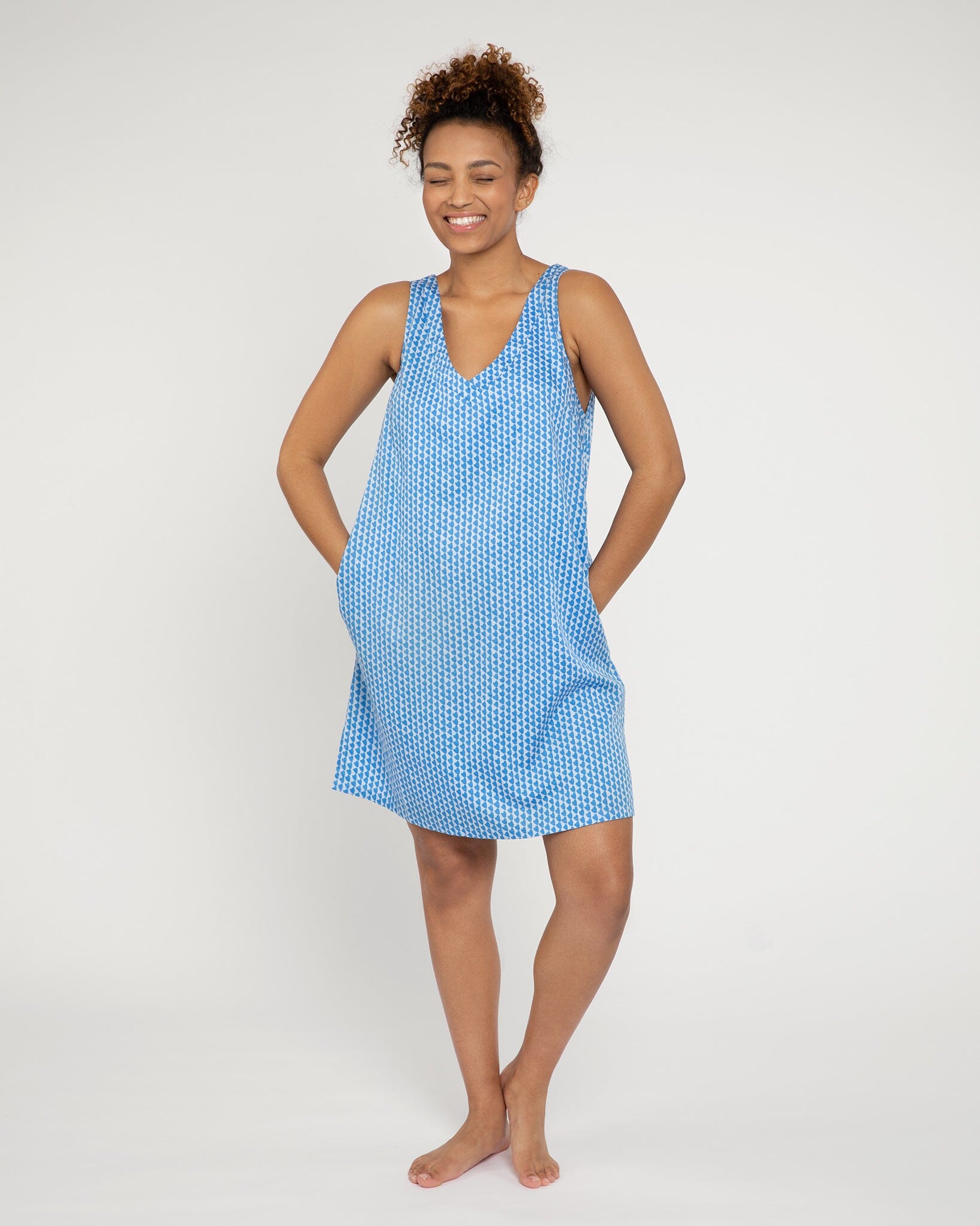 Hounds of Love print organic cotton nightdress, blue Nightdress Yawn 