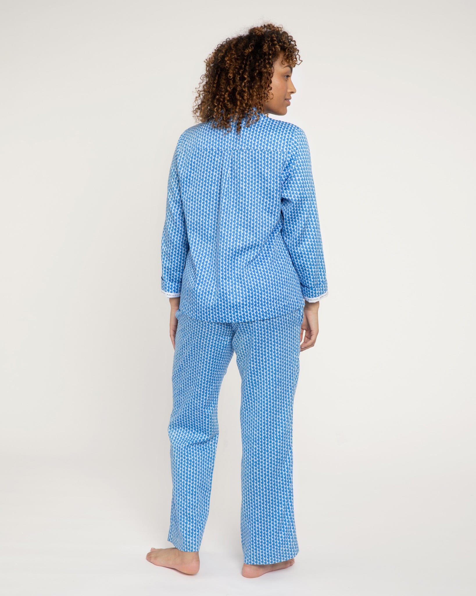 Hounds of Love print organic cotton pyjama set, blue PJ Sets Yawn 