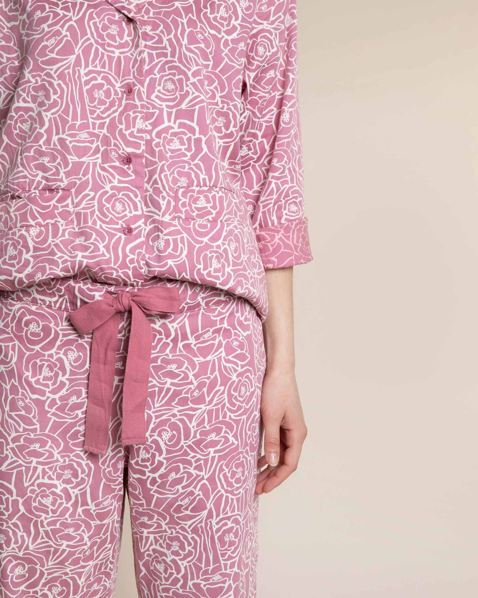 Pink Bums & Roses Organic Pyjama Set PJ Sets Yawn 