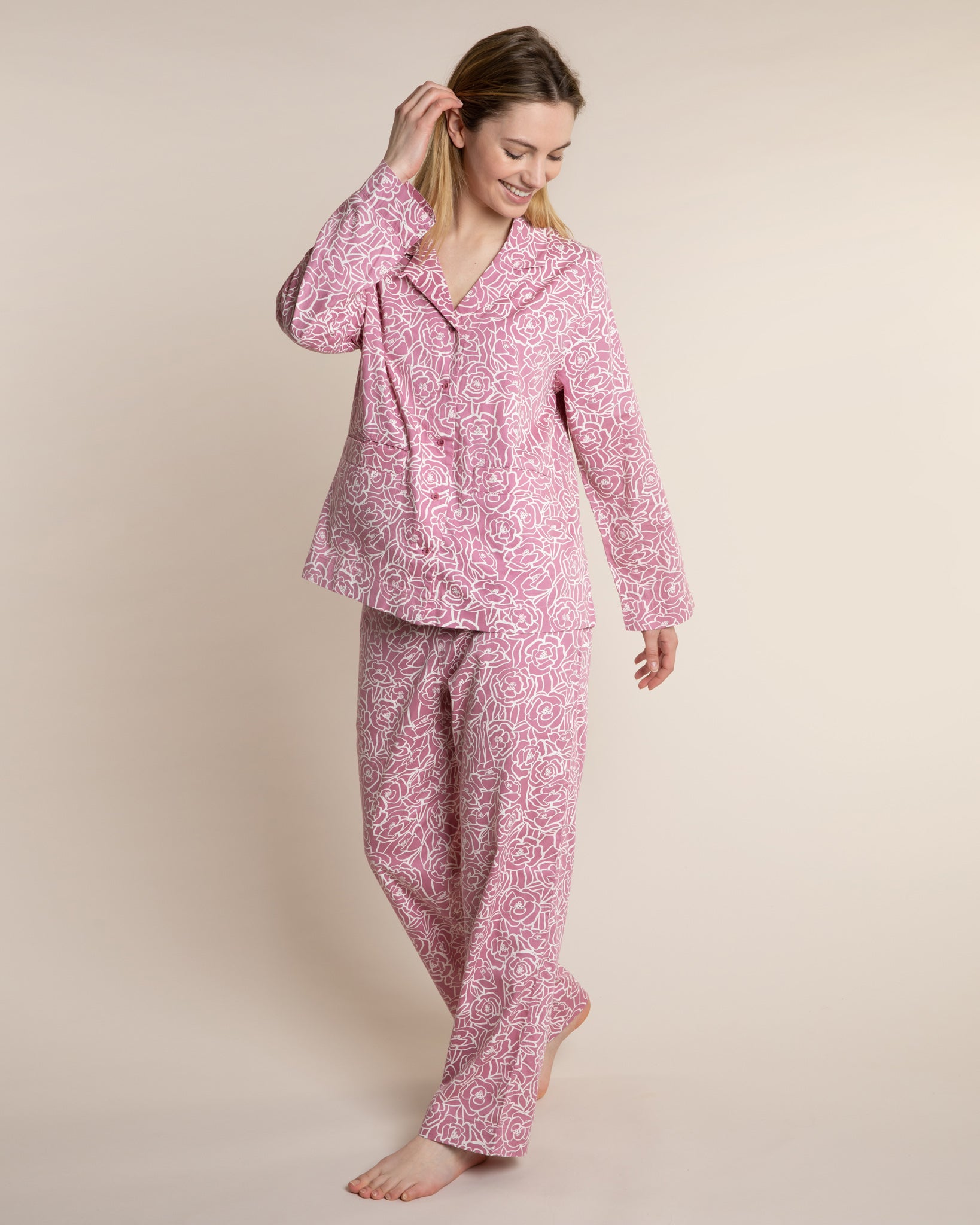 Pink Bums & Roses Organic Pyjama Set PJ Sets Yawn 