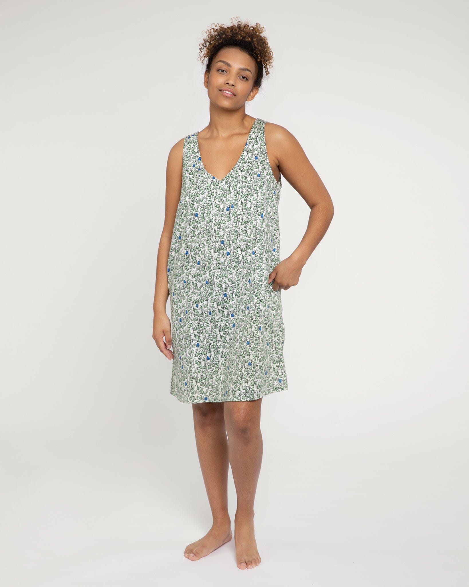 Pixie print organic cotton nightdress, green Nightdress Yawn 