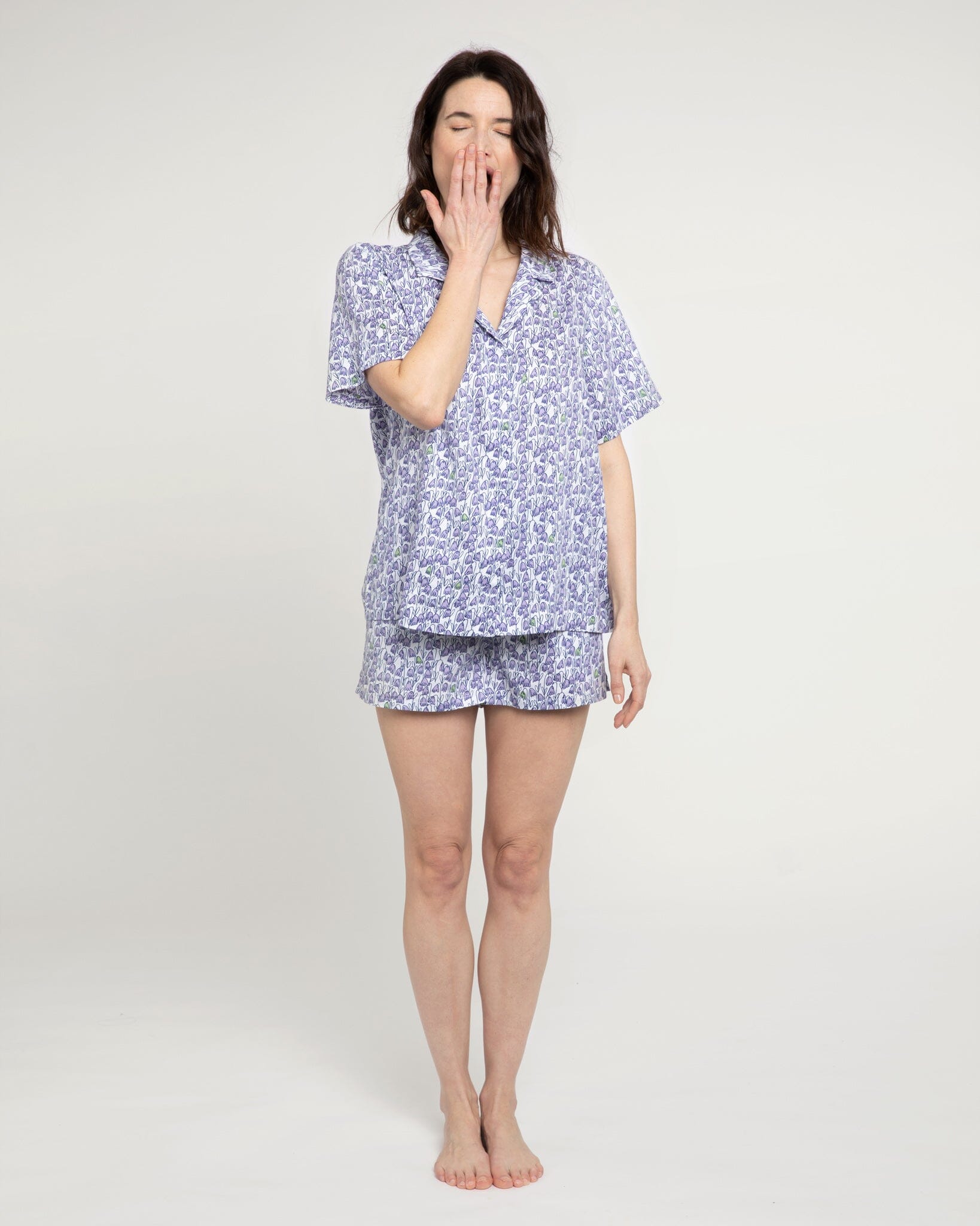 Pixie print organic cotton short pyjama set, lilac Shirt & Short Set Yawn 