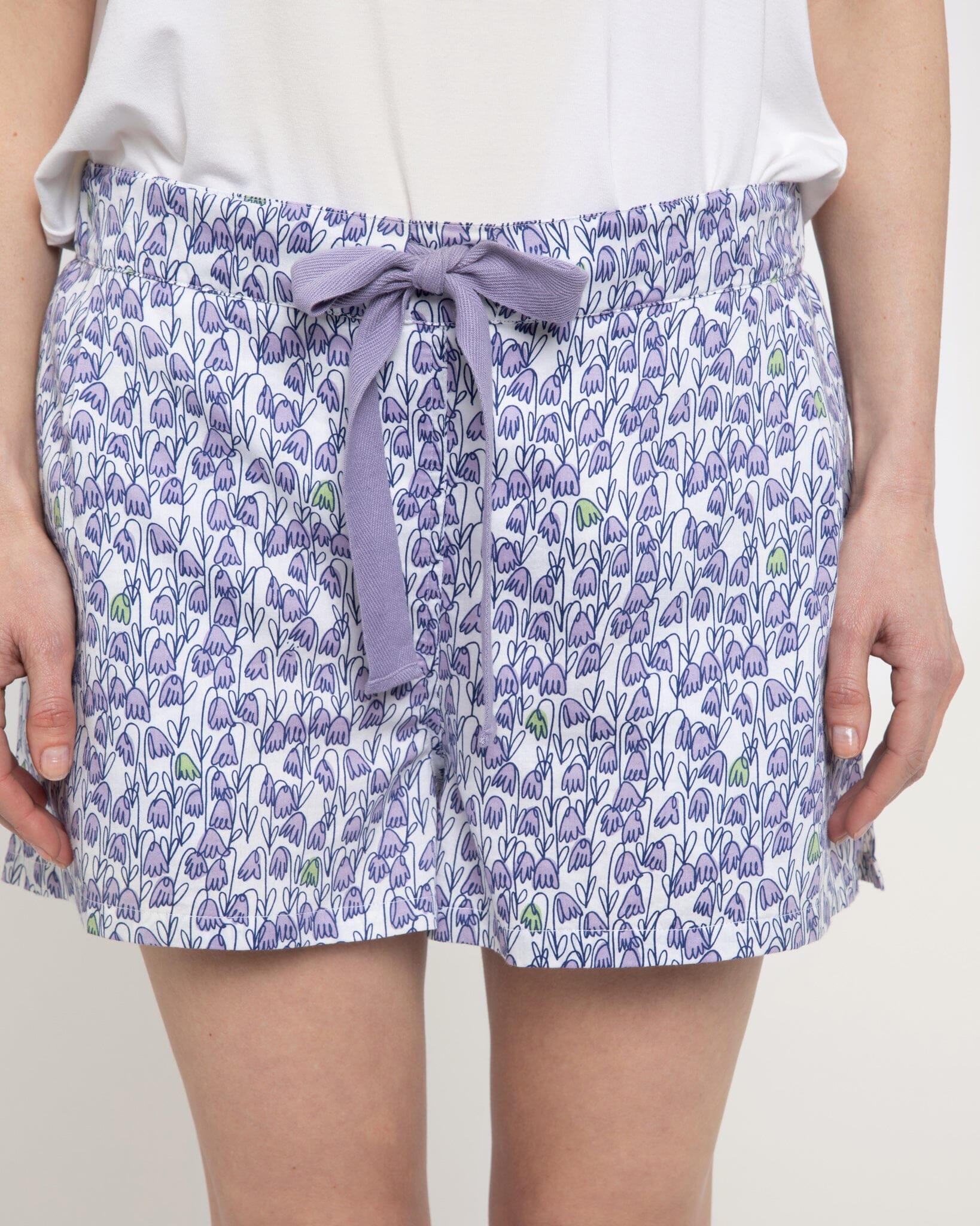 Pixie print organic cotton sleep shorts, lilac Sleep Shorts Yawn 