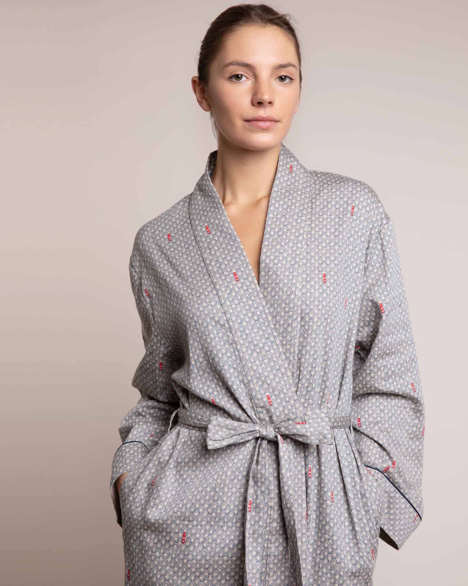 COTTON DRESSING GOWN - FUCHSIA BIRDS OF PARADISE – Latchfords