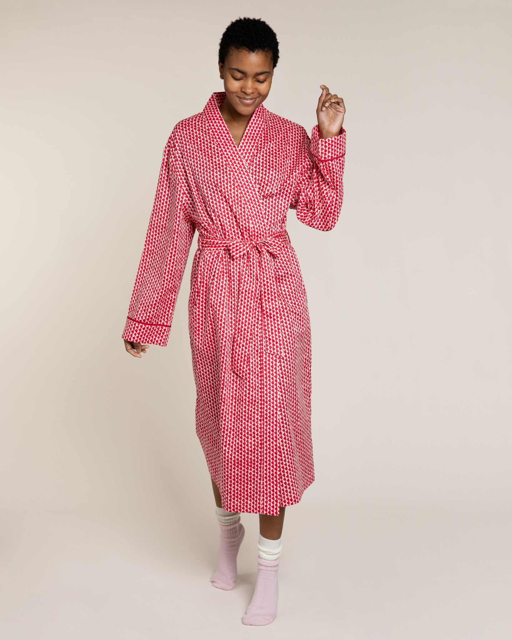 Red Hounds of Love Cotton Robe Dressing Gowns Yawn 
