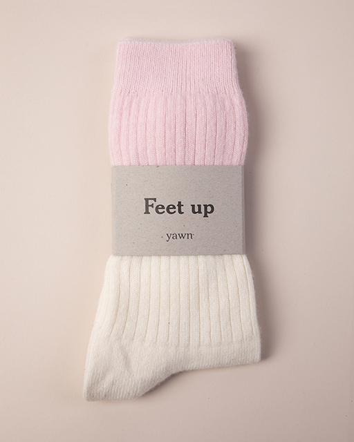 Sleep Socks | Cream and Pink Sleep Socks Yawn 