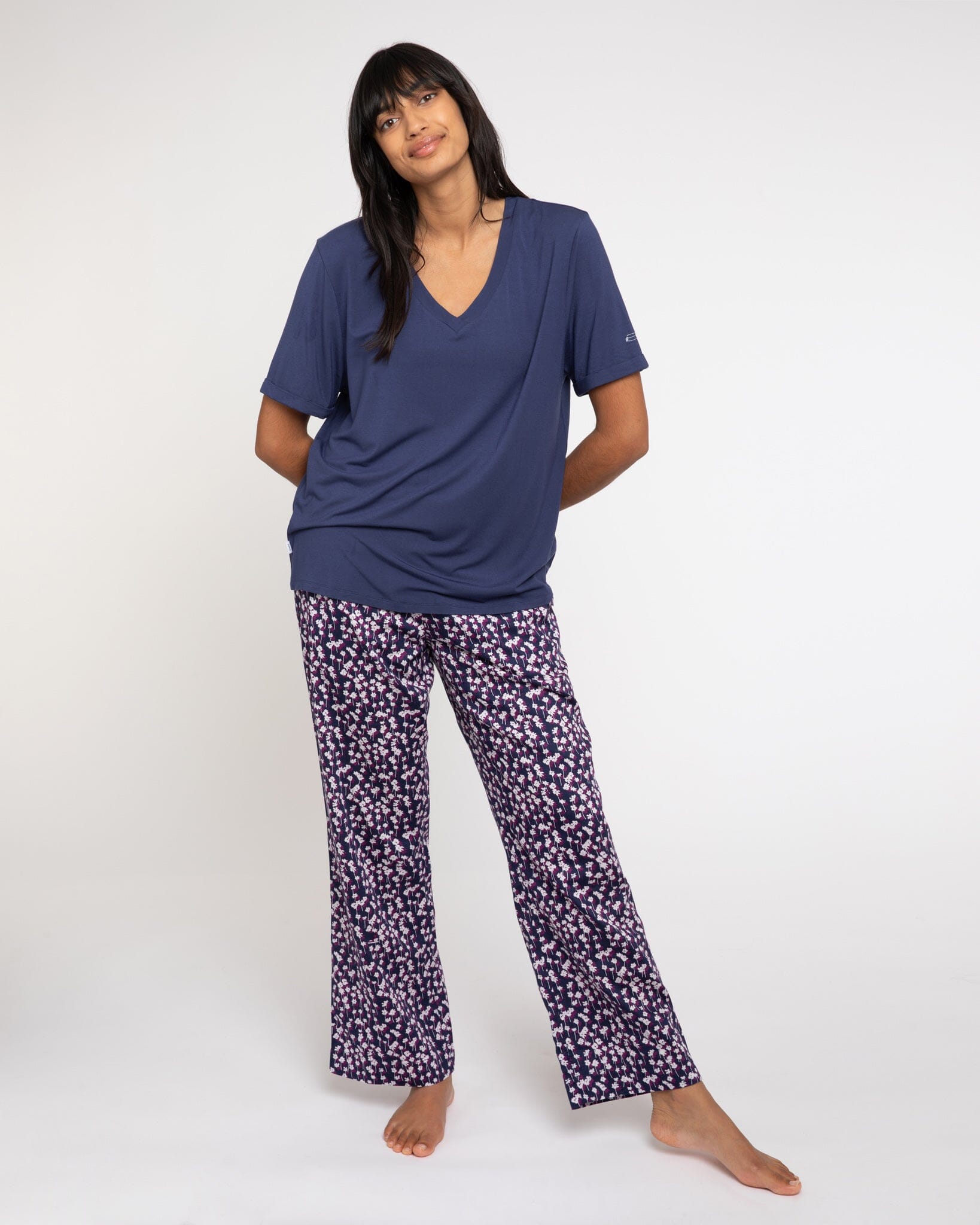 Spray of Flowers organic cotton pyjama bottoms, purple PJ Bottoms Yawn L 